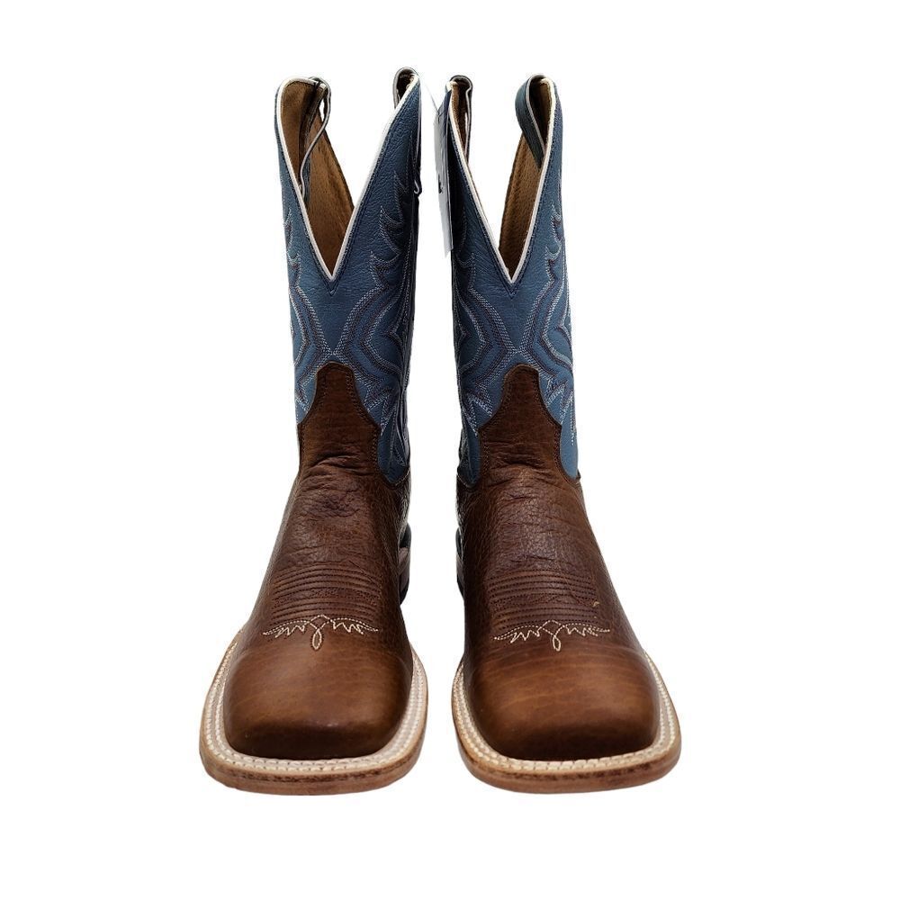 Tony Lama Men's Avett Pecan Bison Baltic Blue Cimmarron Top Western Boot - 8.5 D - Picture 4 of 10